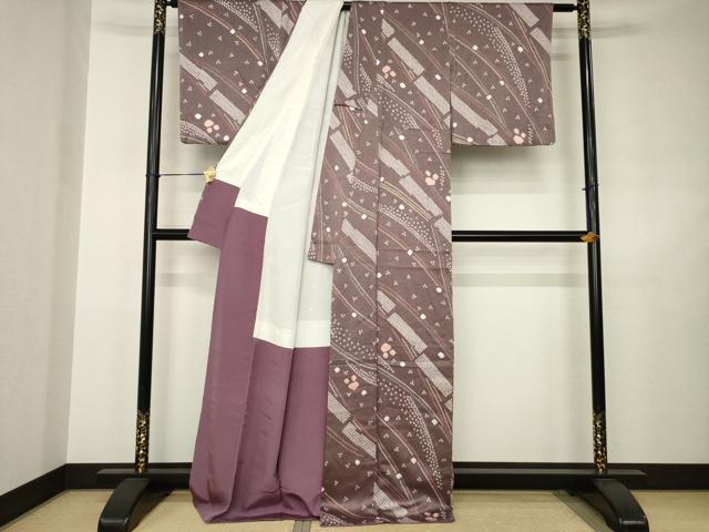 平和屋着物●上質な小紋 総絞り 幾何学文様 正絹 逸品 AABJ5762ck