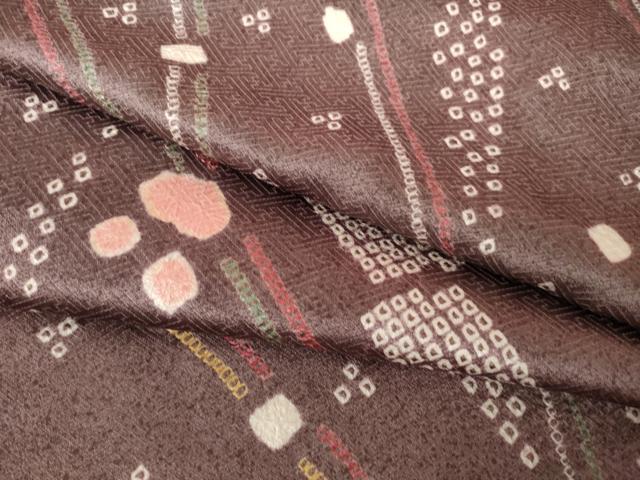 平和屋着物●上質な小紋 総絞り 幾何学文様 正絹 逸品 AABJ5762ck