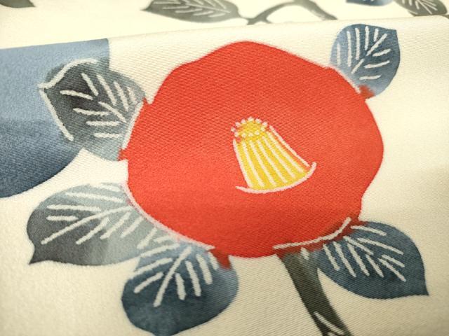 平和屋着物●上質な小紋 型染め 枝椿 正絹 逸品 AABJ5764ck