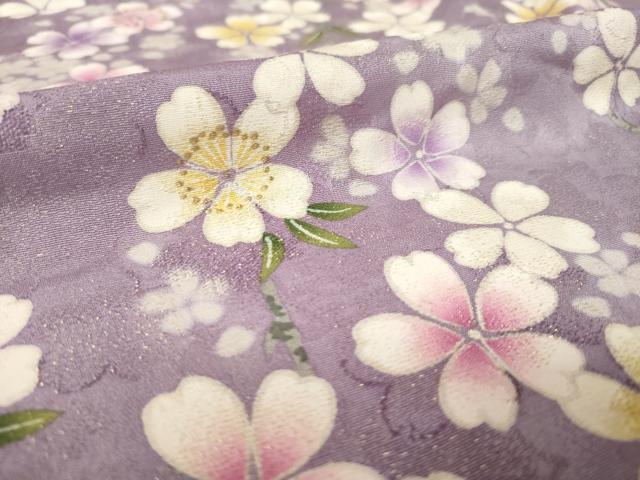 平和屋着物●小振袖 二尺袖 枝花文 金彩 金通し地 正絹 逸品 AABJ5767ck