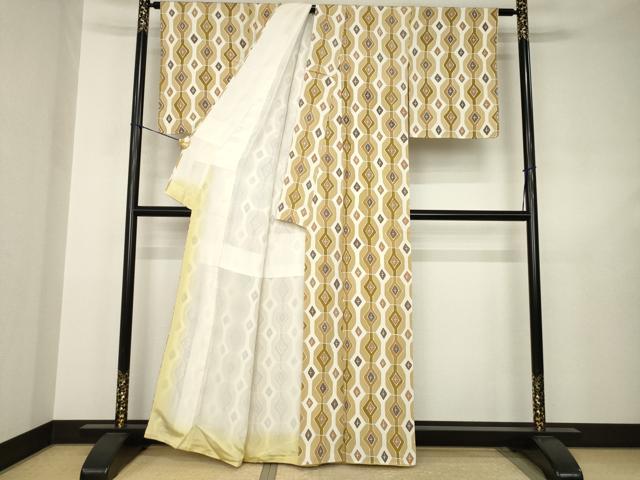 平和屋着物●上質な小紋 幾何学文様 正絹 逸品 未使用 AABJ5771ck