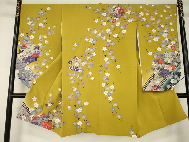 平和屋着物●小振袖 二尺袖 花丸文 金彩 正絹 逸品 AABJ5778ck