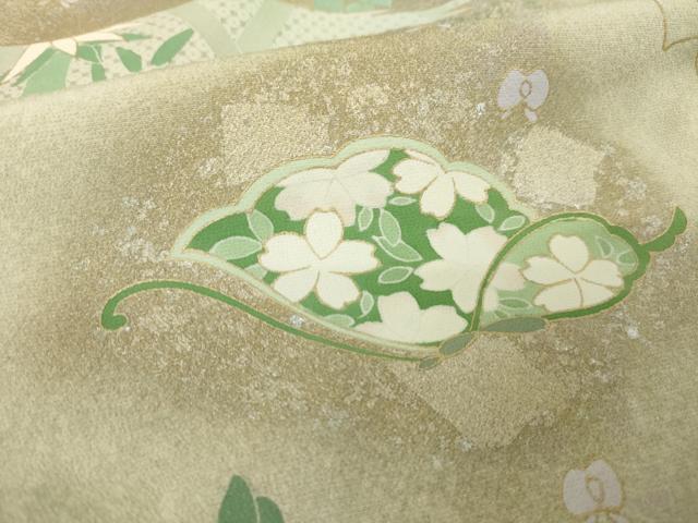 平和屋着物●訪問着 刺繍 花蝶文 暈し染め 金彩 正絹 逸品 AABJ5781ck