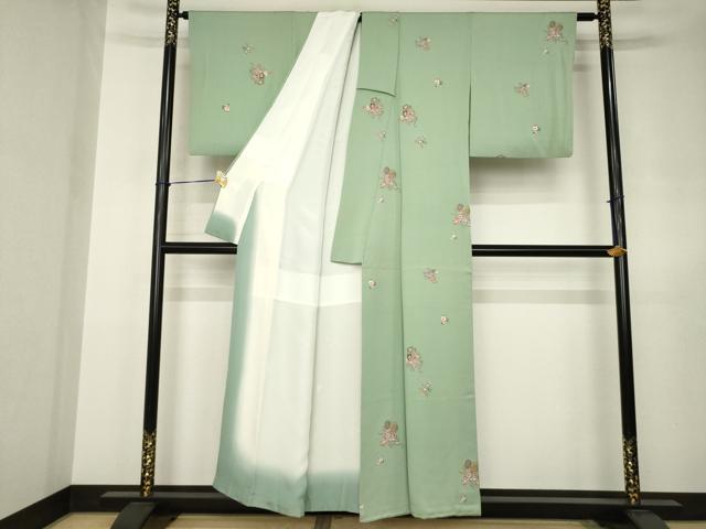 平和屋着物●上質な小紋 御所車花文 正絹 逸品 AABJ5782ck