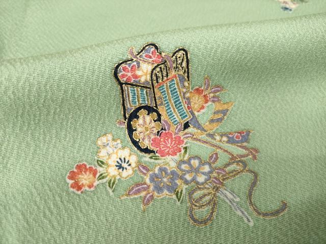 平和屋着物●上質な小紋 御所車花文 正絹 逸品 AABJ5782ck