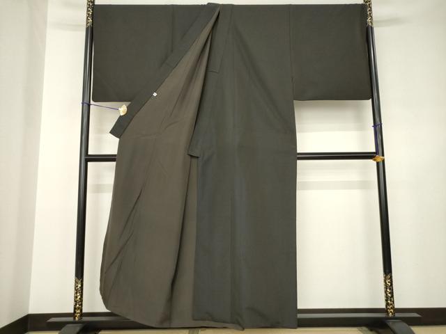 平和屋着物●男性 お召 檳榔子染色 キングサイズ 正絹 逸品 AABJ5785ck