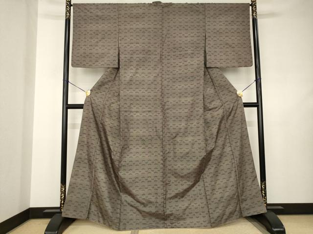 平和屋着物●本場大島紬 一元7マルキ 幾何学文様 正絹 逸品 AABJ5796ck