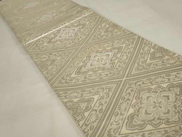 平和屋着物◎六通柄袋帯 花菱文 銀糸 正絹 逸品 未使用 AABJ5802ou