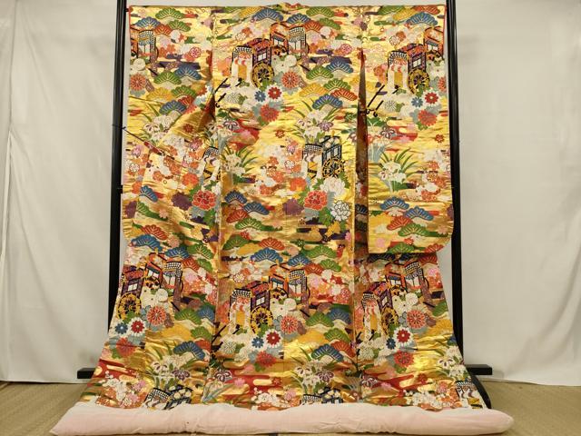 平和屋本店●色打掛 和装 婚礼 結婚式 花嫁 神社挙式 唐織 御所車吉祥花文 金糸 逸品 AABJ5805ou