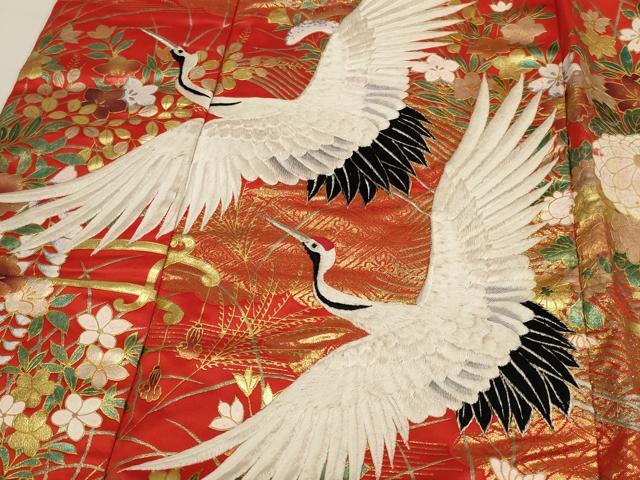 平和屋本店●色打掛 和装 婚礼 結婚式 花嫁 神社挙式 刺繍 御所車飛鶴文 金彩 銀糸 逸品 AABJ5807ou