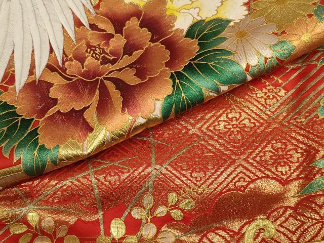 平和屋本店●色打掛 和装 婚礼 結婚式 花嫁 神社挙式 刺繍 御所車飛鶴文 金彩 銀糸 逸品 AABJ5807ou