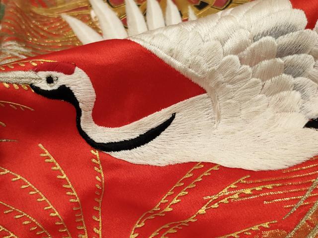 平和屋本店●色打掛 和装 婚礼 結婚式 花嫁 神社挙式 刺繍 御所車飛鶴文 金彩 銀糸 逸品 AABJ5807ou