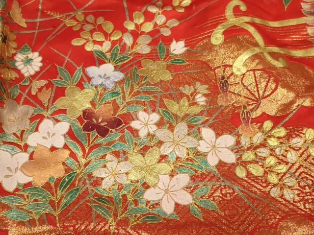 平和屋本店●色打掛 和装 婚礼 結婚式 花嫁 神社挙式 刺繍 御所車飛鶴文 金彩 銀糸 逸品 AABJ5807ou