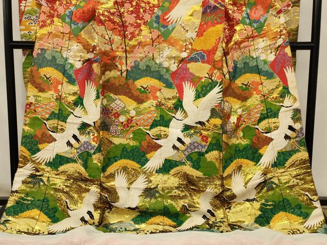 平和屋本店●色打掛 和装 婚礼 結婚式 花嫁 神社挙式 唐織 刺繍 飛鶴梅松文 金糸 逸品 AABJ5812ou