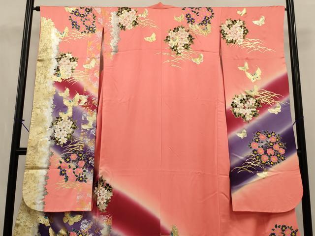 平和屋本店●お引きずり・お引き摺り・引き振袖 和装 結婚式 舞妓 芸妓 芸者 衣装 花蝶文 金銀糸 AABJ5819ou