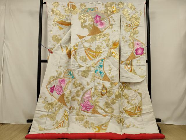 平和屋本店●色打掛 和装 婚礼 結婚式 花嫁 神社挙式 総刺繍 扇面花文 金銀糸 逸品 AABJ5832ou
