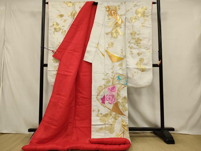 平和屋本店●色打掛 和装 婚礼 結婚式 花嫁 神社挙式 総刺繍 扇面花文 金銀糸 逸品 AABJ5832ou
