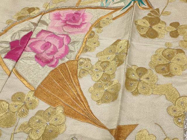 平和屋本店●色打掛 和装 婚礼 結婚式 花嫁 神社挙式 総刺繍 扇面花文 金銀糸 逸品 AABJ5832ou