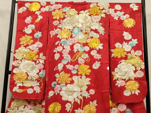 平和屋本店●色打掛 和装 婚礼 結婚式 花嫁 神社挙式 総刺繍 駒刺繍 飾花文 金銀糸 逸品 AABJ5833ou