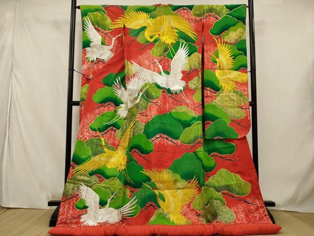 平和屋本店●色打掛 和装 婚礼 結婚式 花嫁 神社挙式 駒刺繍 飛鶴松文 金銀糸 逸品 AABJ5834ou