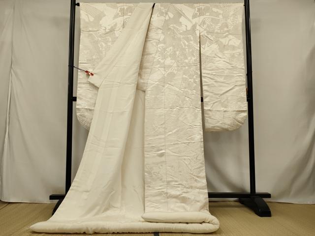 平和屋本店●白打掛 白無垢 和装 婚礼 結婚式 花嫁 神社挙式 唐織 束ね熨斗花鳥文 逸品 AABJ5837ou
