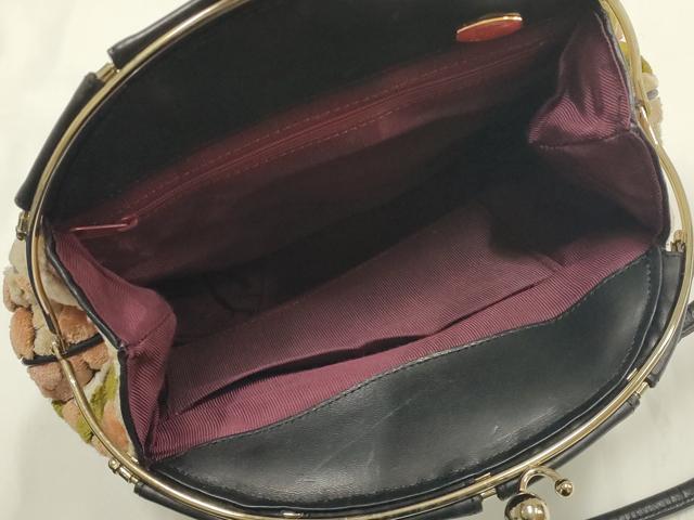 平和屋着物▼和装小物 和装バッグ primo ROSSINI ハンドバッグ 花柄 がま口 皮革製品 ヴィンテージ レトロ 逸品 AABJ5842ay