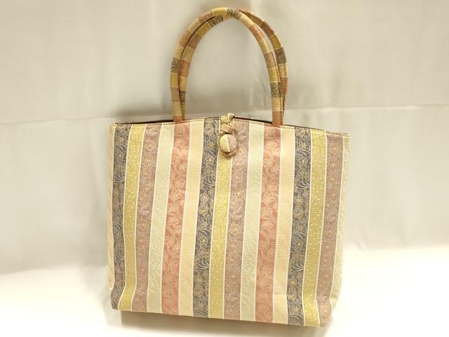平和屋着物▼和装小物 和装バッグ ハンドバッグ トートバッグ 花間道 金糸 逸品 AABJ5844ay