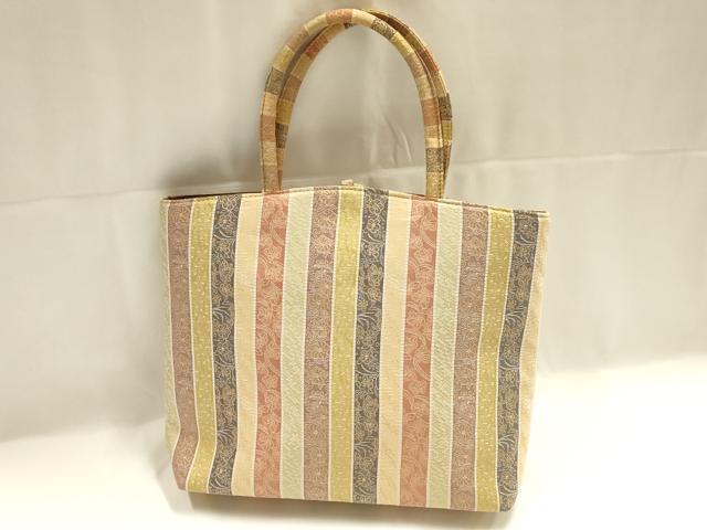 平和屋着物▼和装小物 和装バッグ ハンドバッグ トートバッグ 花間道 金糸 逸品 AABJ5844ay