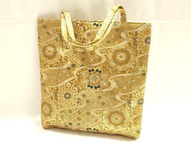 平和屋着物▼和装小物 和装バッグ ハンドバッグ トートバッグ 吉祥花文 金糸 逸品 AABJ5845ay