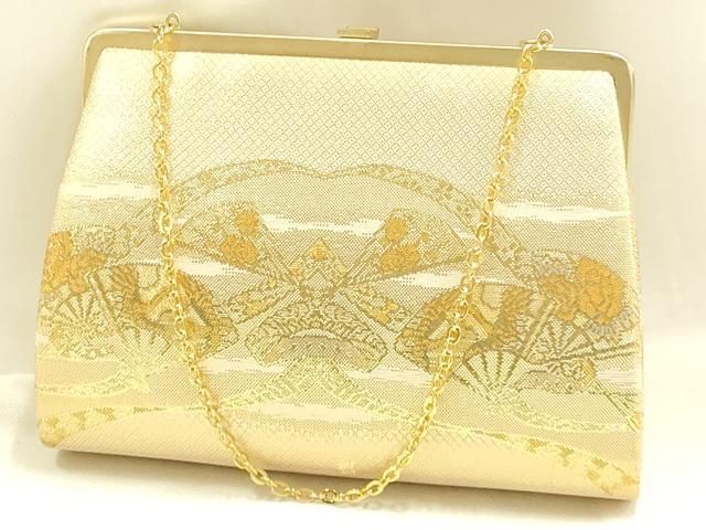 平和屋着物▼和装小物 和装バッグ・草履セット 佐賀錦 ハンドバッグ クラッチバッグ 蔓帯 扇 金銀糸 逸品 AABJ5854ay