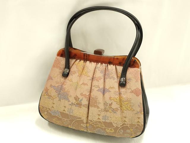 平和屋着物▼和装小物 和装バッグ フジタツ ハンドバッグ 獅子花文 共箱付き 逸品 AABJ5862ay