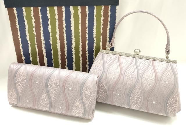 平和屋着物▼和装小物 和装バッグ2点セット ハンドバッグ クラッチバッグ 立涌文様 逸品 AABJ5863ay