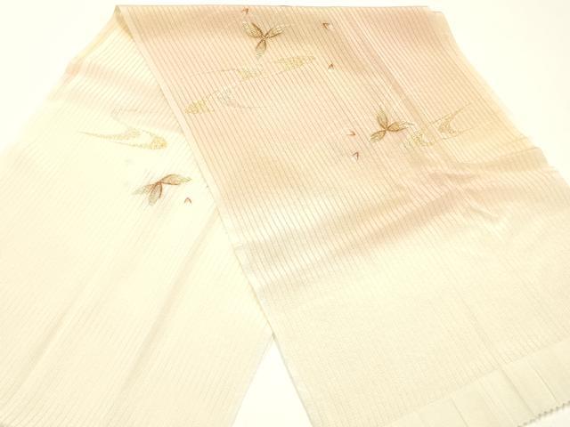 平和屋本店*夏物 和装小物 帯締め・帯揚げセット 千晃 高麗組 流水花文 金銀彩 銀糸 暈し染め 逸品 未使用 AABJ5888ay