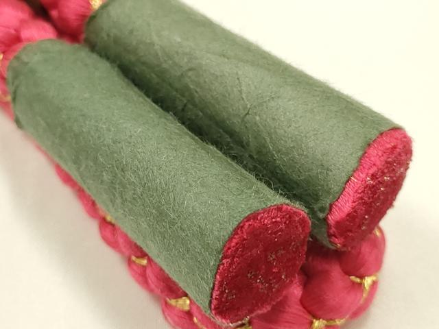 平和屋本店●和装小物 振袖用帯締め・帯揚げセット 伊賀組紐 総絞り 舞花文 金糸 金銀彩 逸品 未使用 AABJ5891ay