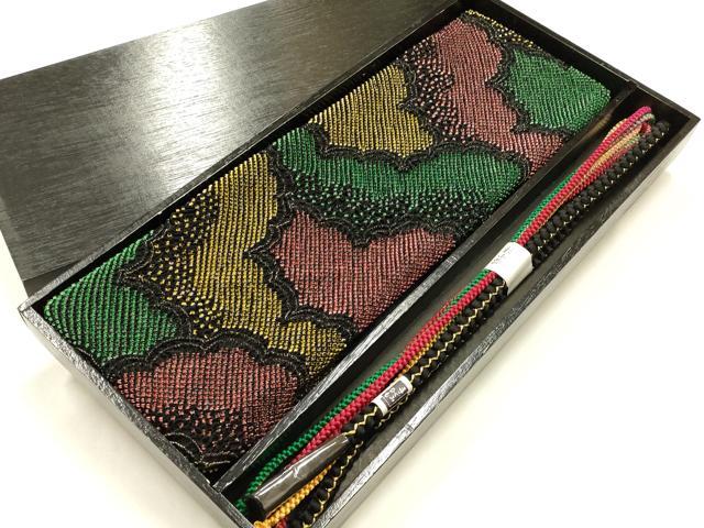 平和屋本店●和装小物 振袖用帯締め・帯揚げセット 総絞り 雲 金糸 暈し 逸品 未使用 AABJ5892ay