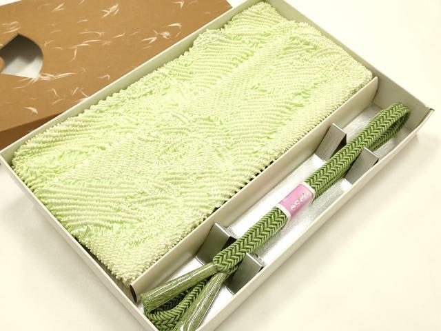平和屋着物●和装小物 帯締め・帯揚げセット 平組 柄絞り 笹竹文 逸品 未使用 AABJ5902ay