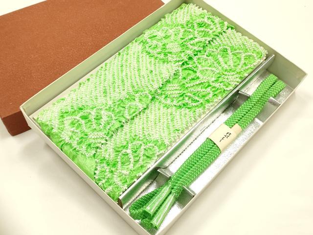 平和屋着物●和装小物 帯締め・帯揚げセット 平組 柄絞り 菊 逸品 未使用 AABJ5964ay
