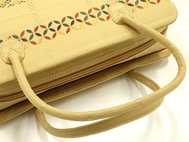 平和屋着物●和装小物 和装バッグ BOLAINE ハンドバッグ 利休バッグ 吉祥柄 七宝 花菱 金糸 逸品 未使用 AABJ5980ay