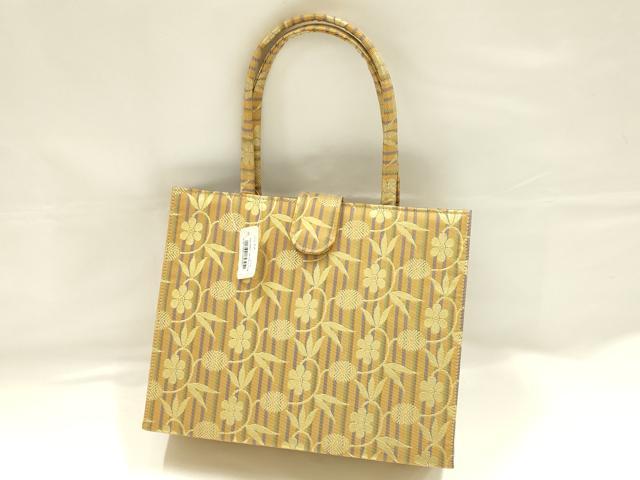 平和屋着物●和装小物 和装バッグ ハンドバッグ 名物裂 笹蔓 金襴 逸品 未使用 AABJ5981ay