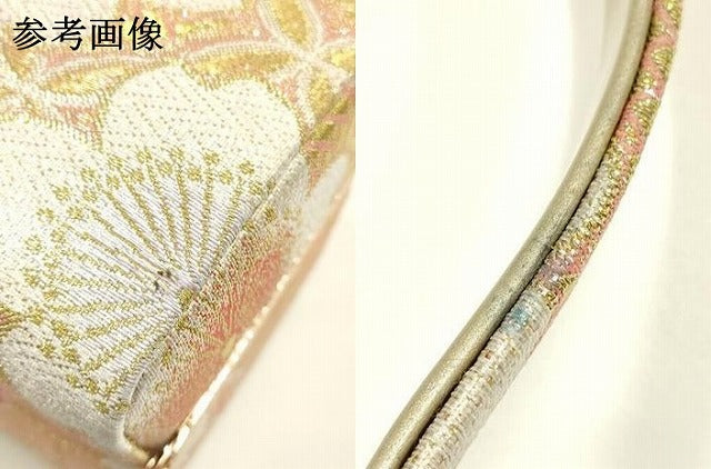 平和屋着物●和装小物 和装バッグ 佐賀錦 ハンドバッグ 花柄 金銀糸 帯地使用 逸品 AABJ5984ay