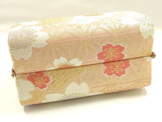 平和屋着物●和装小物 和装バッグ 佐賀錦 ハンドバッグ 花柄 金銀糸 帯地使用 逸品 AABJ5984ay