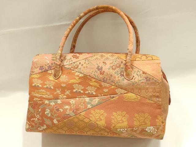 平和屋着物●和装小物 和装バッグ ハンドバッグ 利休バッグ 切嵌 名物裂 金糸 逸品 AABJ5991ay