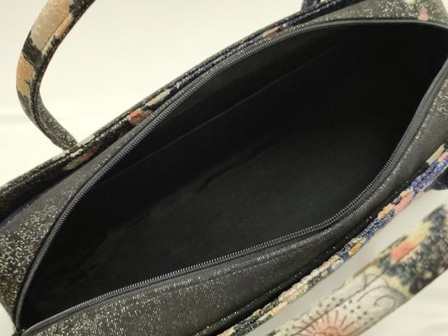 平和屋着物●和装小物 和装バッグ ハンドバッグ 利休バッグ 辻が花 金通し地 帯地使用 逸品 AABJ5992ay