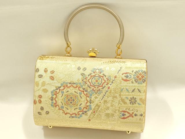 平和屋着物●和装小物 和装バッグ 佐賀錦 ハンドバッグ 吉祥模様 金糸 逸品 AABJ5993ay