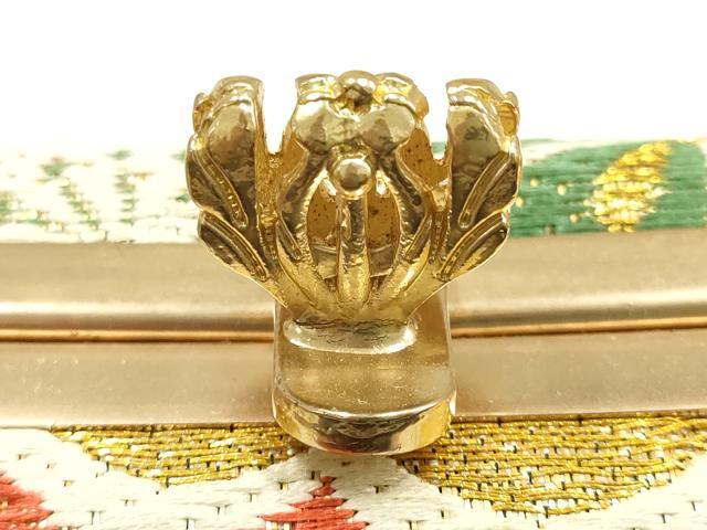 平和屋着物●和装小物 和装バッグ ハンドバッグ 花柄 金糸 帯地使用 逸品 AABJ5994ay