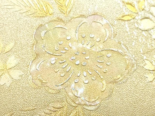平和屋着物●和装小物 和装バッグ 金鷲本舗 東京謹製 キンワシ印 ハンドバッグ 螺鈿 地紙花文 金銀彩 逸品 AABJ5997ay