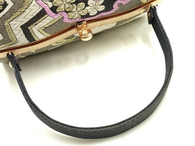 平和屋着物●和装小物 和装バッグ ハンドバッグ 雪輪花文 金糸 帯地使用 逸品 AABJ6000ay