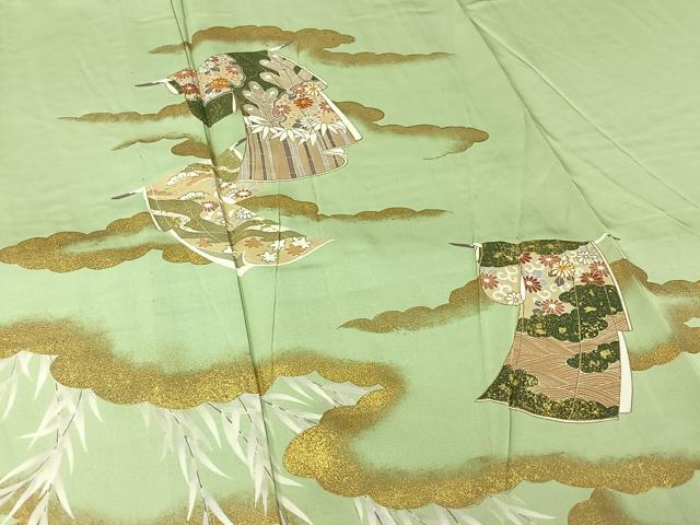 平和屋着物▽訪問着 単衣 駒刺繍 几帳文 金彩 正絹 逸品 AABJ6001jh