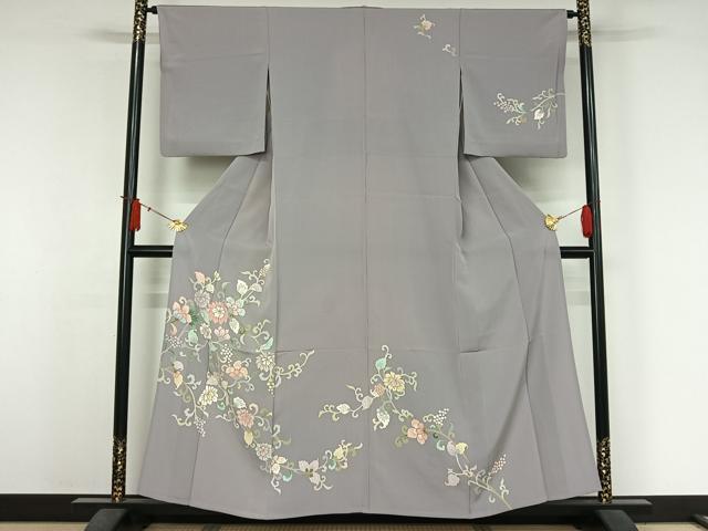 平和屋着物▽訪問着 単衣 更紗花文 正絹 逸品 AABJ6005jh