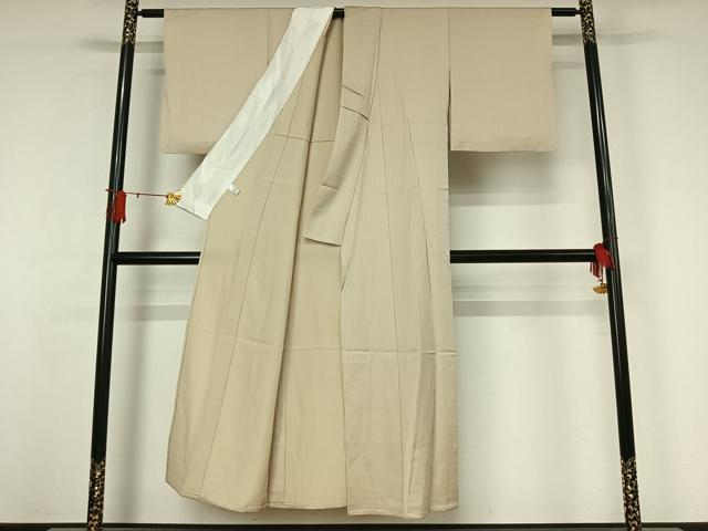 平和屋着物▽お召 黄金糸 単衣 縞 正絹 逸品 AABJ6006jh